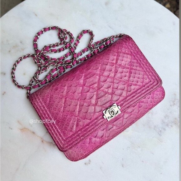 Chanel Exotic Python Boy WOC Wallet on Chain Crossbody - Picture 1 of 15